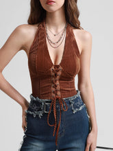 Lace Up Front Halter Top